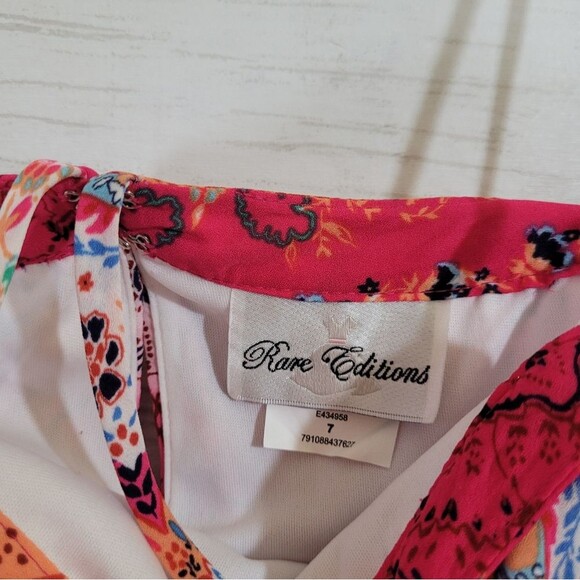 Girls Rare Editions Boho Chic Aztec Design Fuchsia Floral Cold-Shoulder Dress 7 - Picture 13 of 15